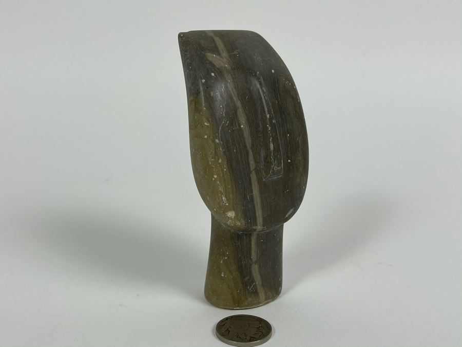 Vintage Carved Stone Head 4.25H [Photo 3]