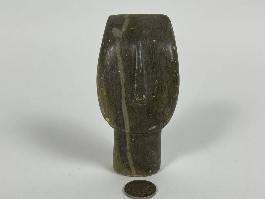 Vintage Carved Stone Head 4.25H [Photo 2]