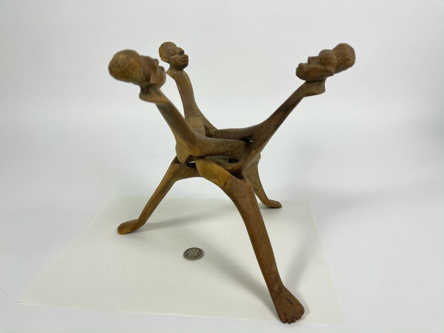 Carved Wooden Three-Foot Collapsible Stand [Photo 1]