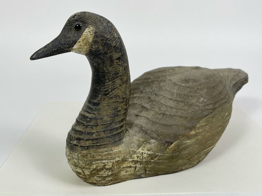Old Hand Carved Wooden Duck Signed J. Viets 10W X 4.5W X 5.5H [Photo 6]