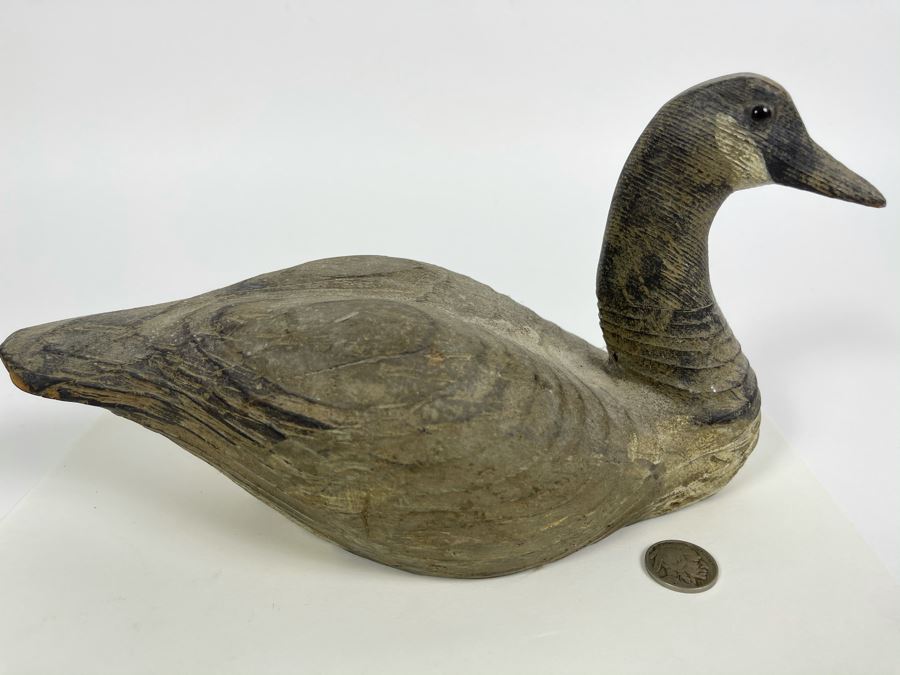 Old Hand Carved Wooden Duck Signed J. Viets 10W X 4.5W X 5.5H [Photo 3]