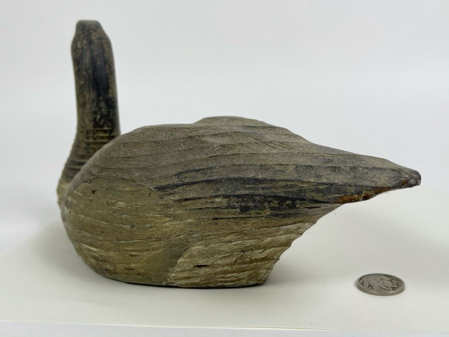 Old Hand Carved Wooden Duck Signed J. Viets 10W X 4.5W X 5.5H [Photo 9]