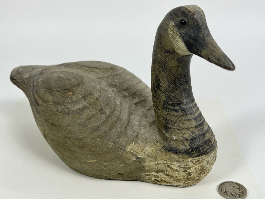 Old Hand Carved Wooden Duck Signed J. Viets 10W X 4.5W X 5.5H [Photo 5]