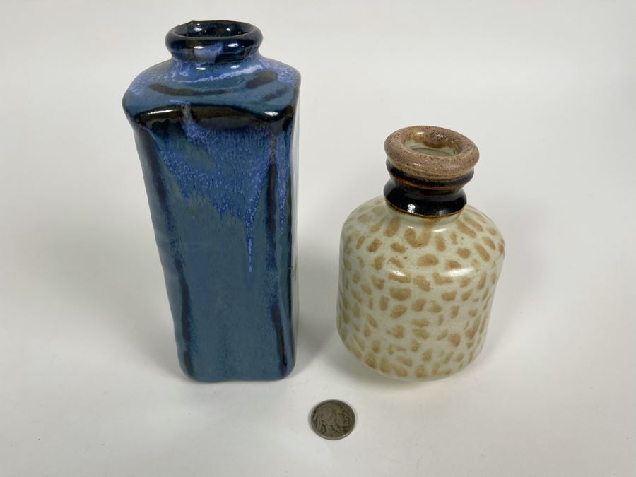 Pair Of Mid-Century Pottery Bottles 5H And 7H [Photo 2]