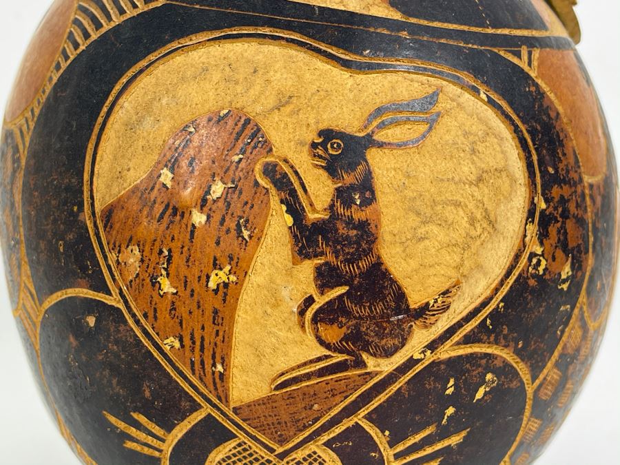 Large Hand Carved Gourd From Tanzania 8W X 9H [Photo 6]