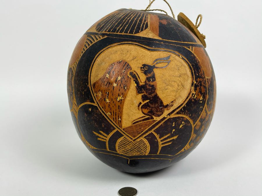 Large Hand Carved Gourd From Tanzania 8W X 9H [Photo 2]