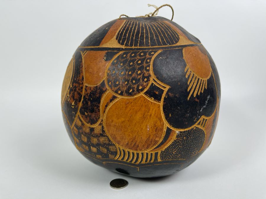 Large Hand Carved Gourd From Tanzania 8W X 9H [Photo 7]