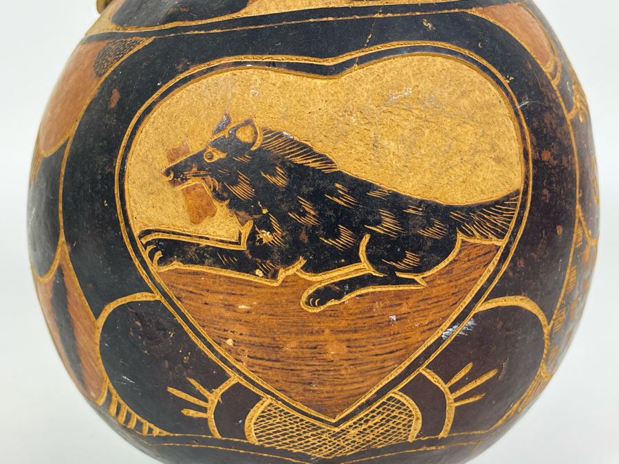 Large Hand Carved Gourd From Tanzania 8W X 9H [Photo 5]