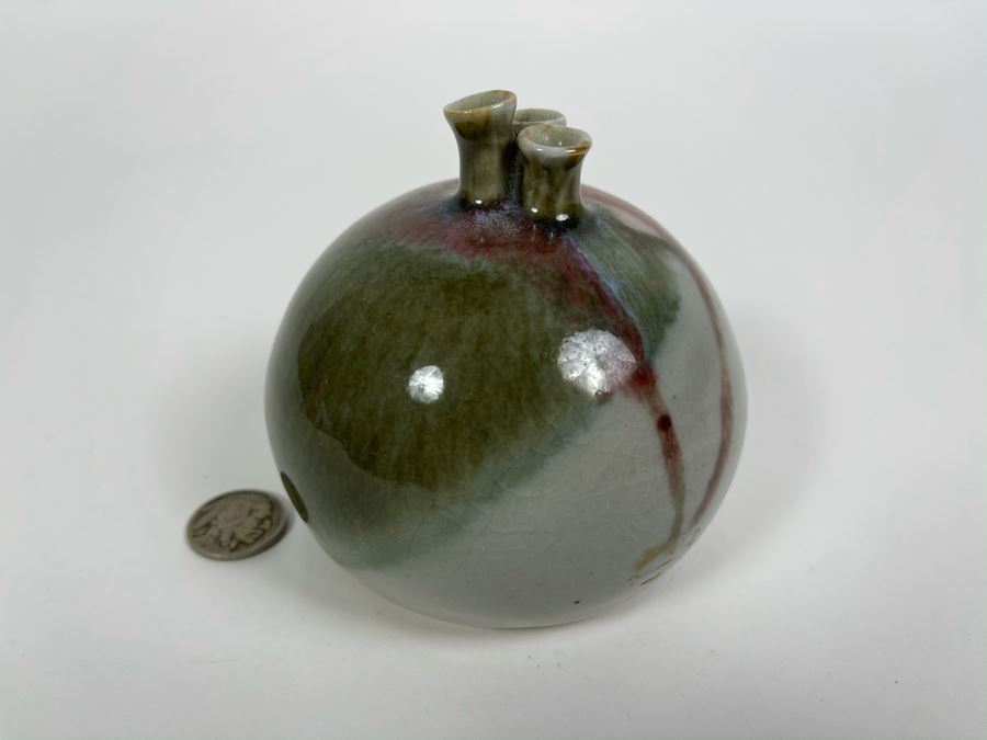 Signed Mid-Century Pottery Vase 3.5H [Photo 2]