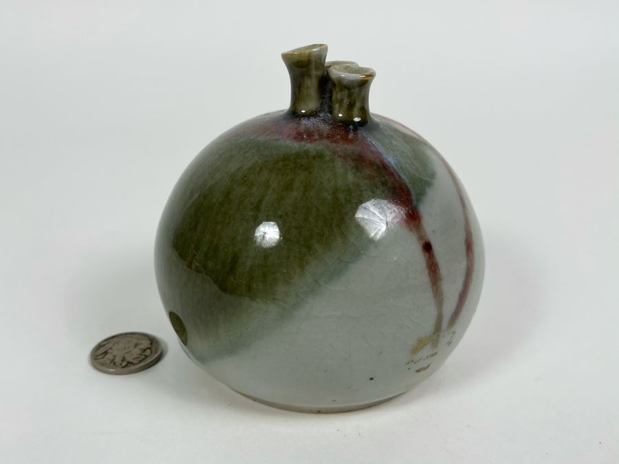 Signed Mid-Century Pottery Vase 3.5H [Photo 3]