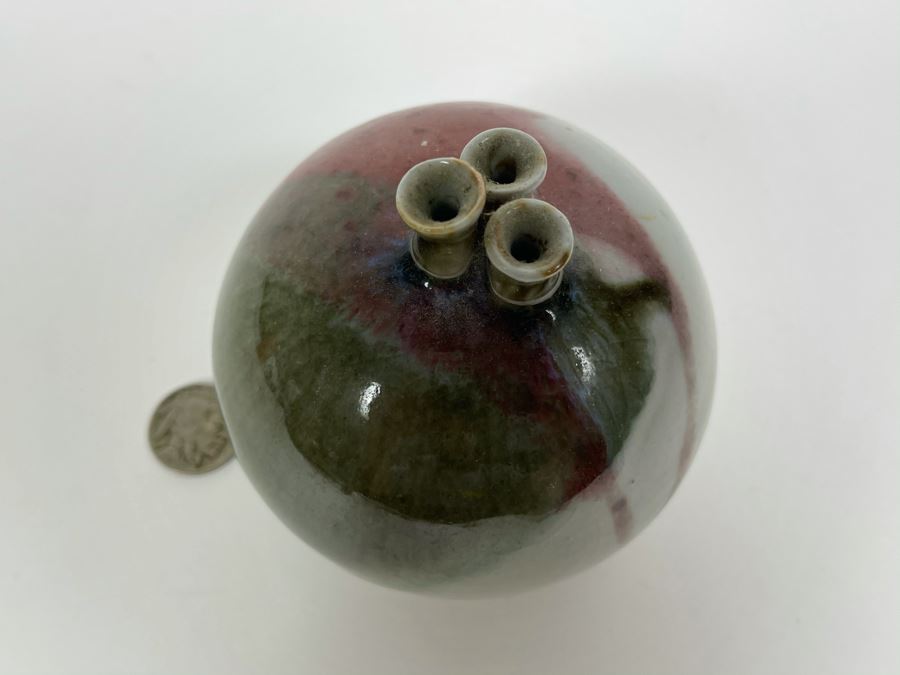 Signed Mid-Century Pottery Vase 3.5H [Photo 4]