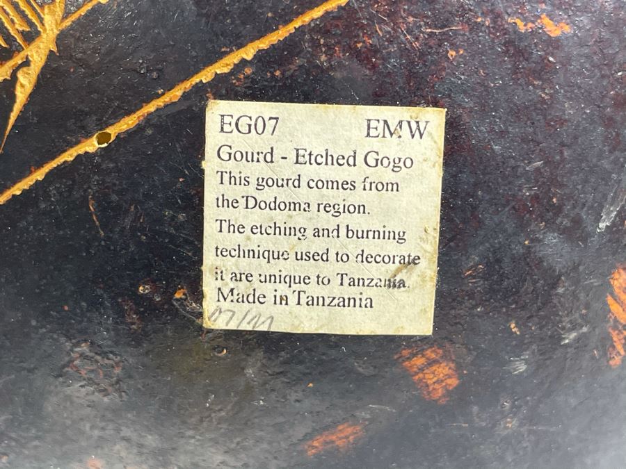 Large Hand Carved Gourd From Tanzania 13W X 14.5H [Photo 8]