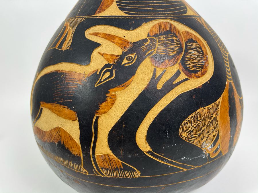 Large Hand Carved Gourd From Tanzania 13W X 14.5H [Photo 2]