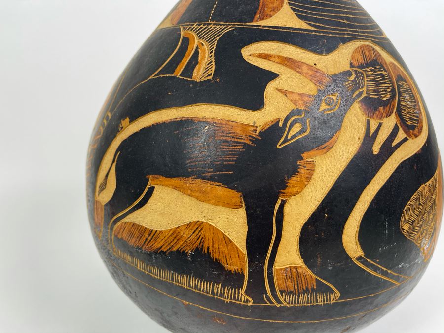 Large Hand Carved Gourd From Tanzania 13W X 14.5H [Photo 11]