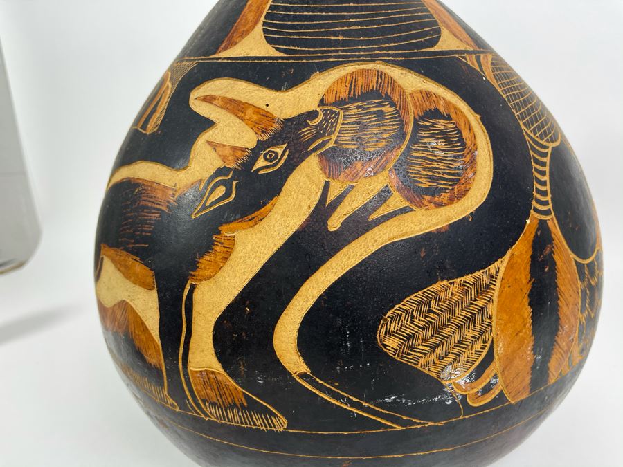 Large Hand Carved Gourd From Tanzania 13W X 14.5H [Photo 10]