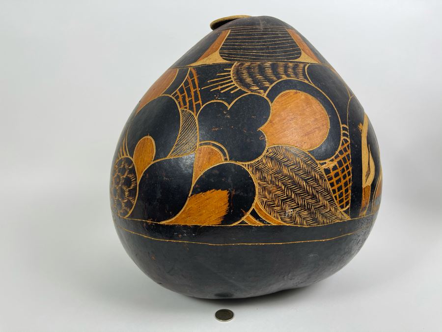 Large Hand Carved Gourd From Tanzania 13W X 14.5H [Photo 4]