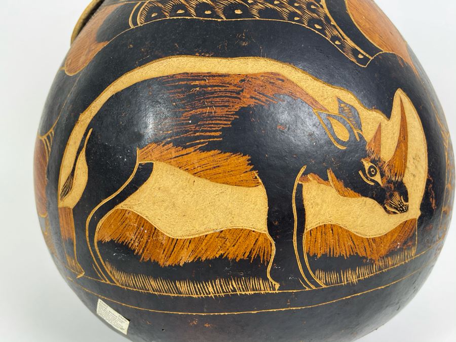 Large Hand Carved Gourd From Tanzania 13W X 14.5H [Photo 7]