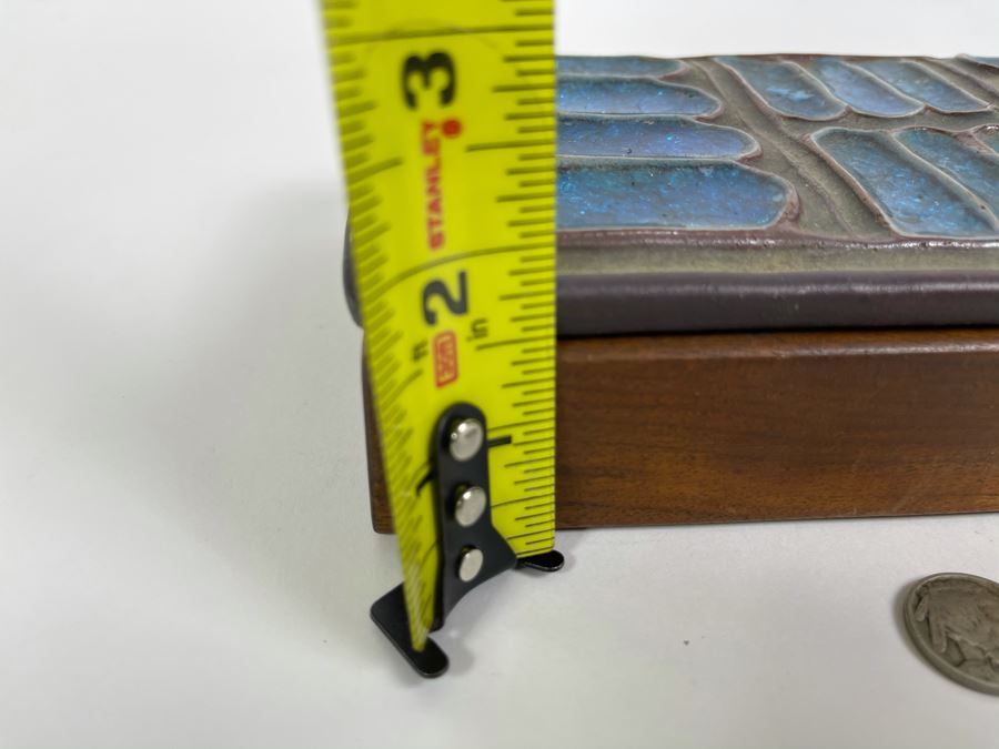 Mid-Century Modern Pottery Men's Dresser Cufflinks Jewelry Box 8W X 5D X 2H [Photo 8]