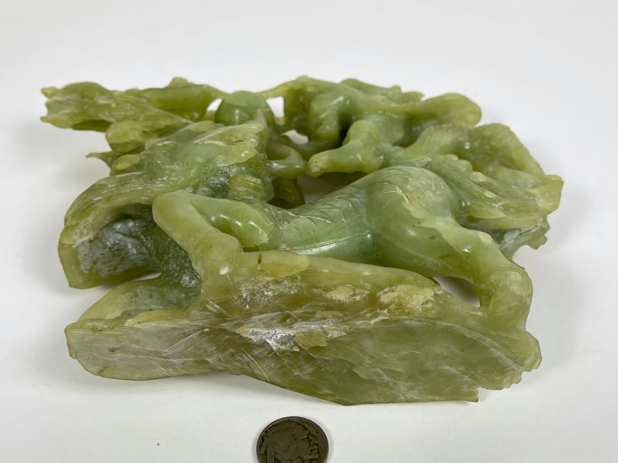 Vintage Asian Green Stone Dragon Carving 8.5W X 2D X 6.5H [Photo 13]