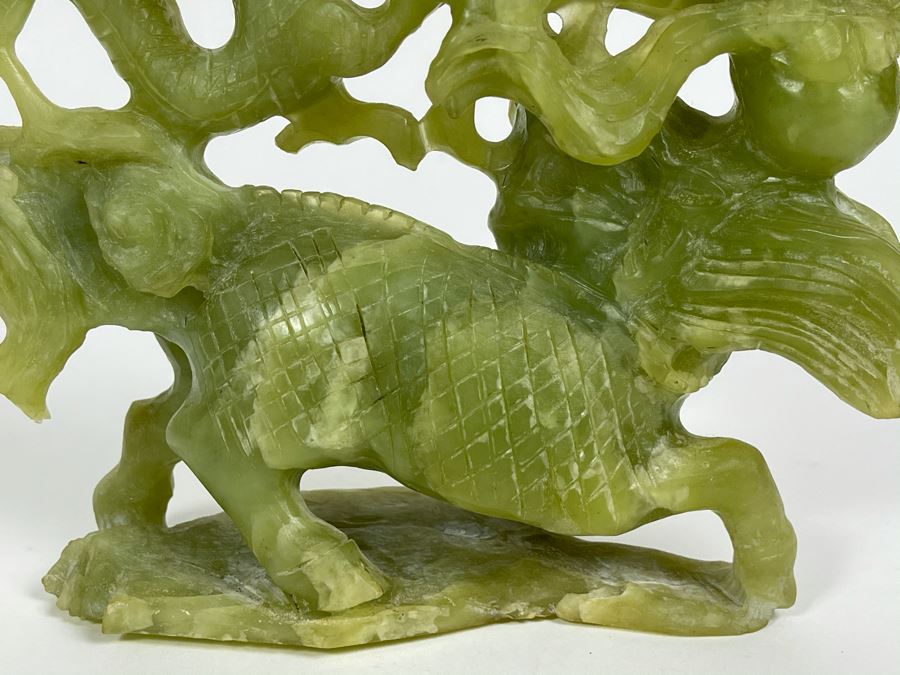 Vintage Asian Green Stone Dragon Carving 8.5W X 2D X 6.5H [Photo 8]