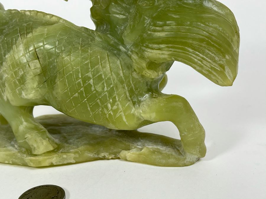 Vintage Asian Green Stone Dragon Carving 8.5W X 2D X 6.5H [Photo 11]