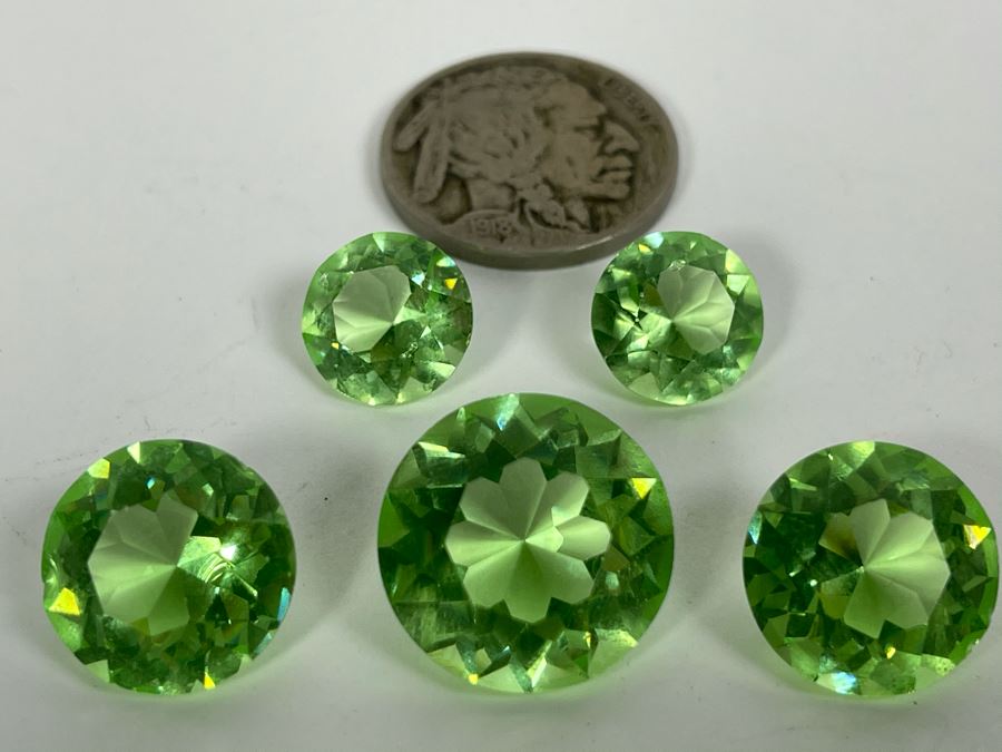 JUST ADDED - Set Of Five Faceted Uranium Glass 49.5cts Total Weight [Photo 2]
