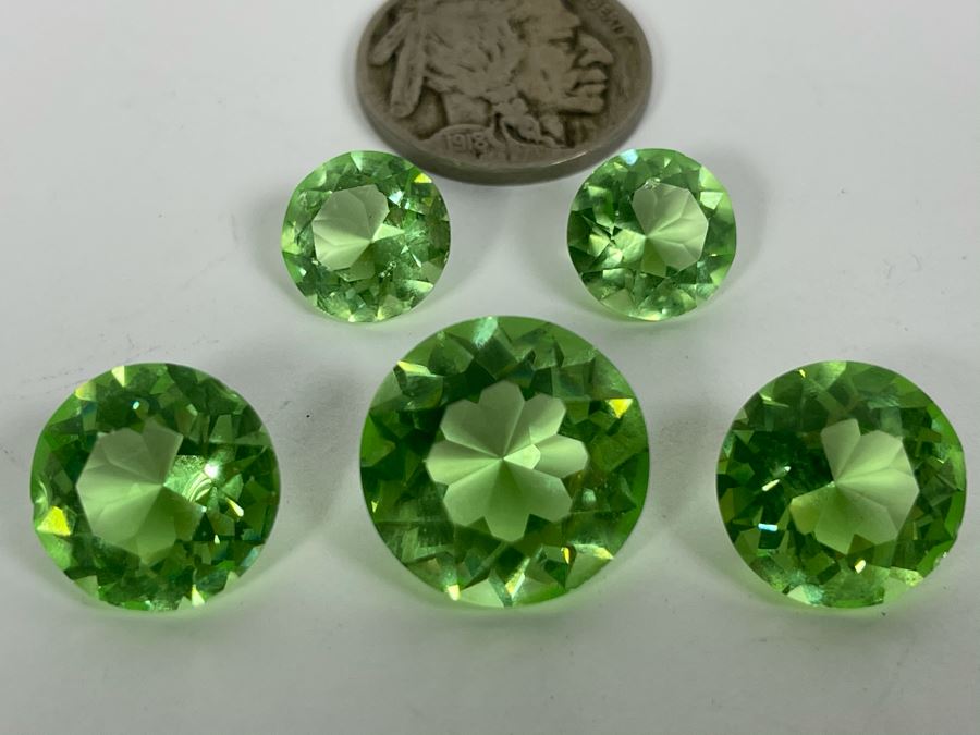 JUST ADDED - Set Of Five Faceted Uranium Glass 49.5cts Total Weight