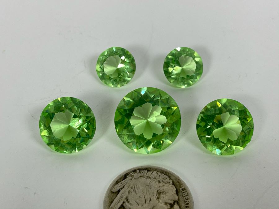 JUST ADDED - Set Of Five Faceted Uranium Glass 49.5cts Total Weight [Photo 5]