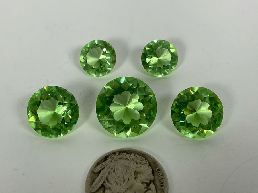 JUST ADDED - Set Of Five Faceted Uranium Glass 49.5cts Total Weight [Photo 4]