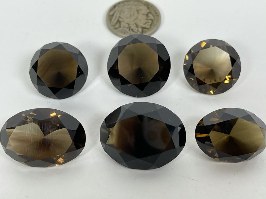 JUST ADDED - Set Of Six Smoky Quartz Gemstones 155cts Total Weight
