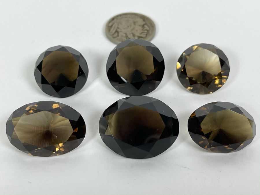 JUST ADDED - Set Of Six Smoky Quartz Gemstones 155cts Total Weight [Photo 4]