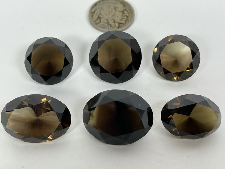 JUST ADDED - Set Of Six Smoky Quartz Gemstones 155cts Total Weight [Photo 2]