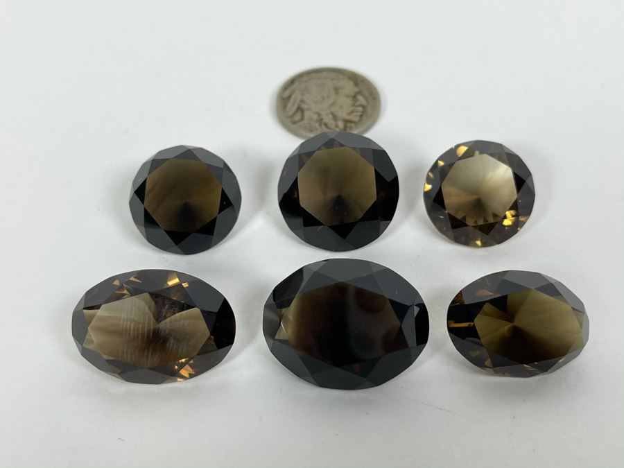 JUST ADDED - Set Of Six Smoky Quartz Gemstones 155cts Total Weight [Photo 3]
