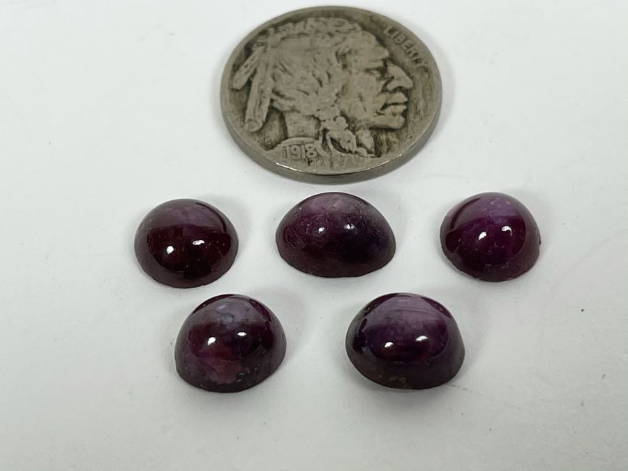 JUST ADDED - Set Of Five Polished Star Ruby Gemstones 21.5cts Total Weight [Photo 2]