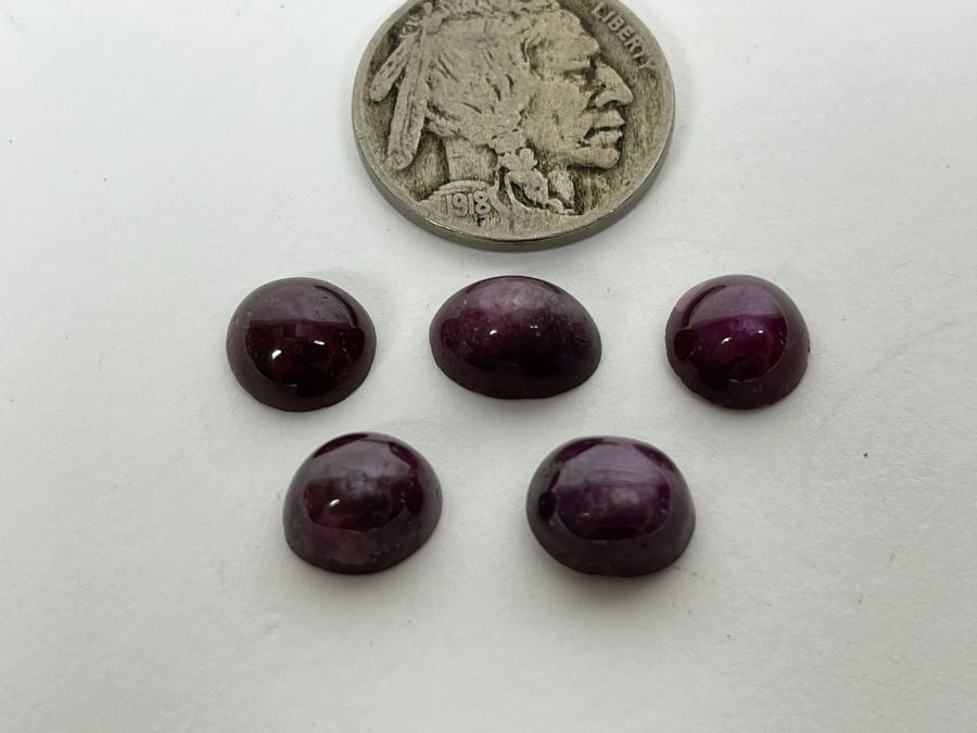 JUST ADDED - Set Of Five Polished Star Ruby Gemstones 21.5cts Total Weight [Photo 4]
