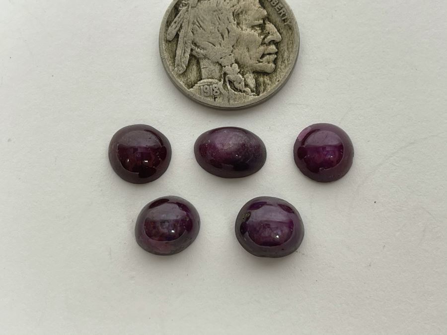 JUST ADDED - Set Of Five Polished Star Ruby Gemstones 21.5cts Total Weight [Photo 3]
