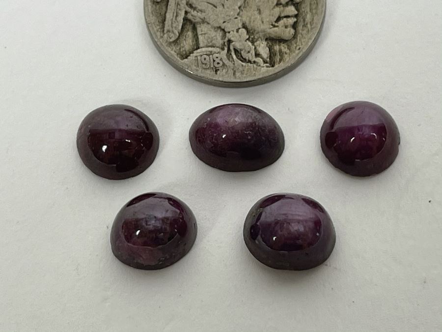 JUST ADDED - Set Of Five Polished Star Ruby Gemstones 21.5cts Total Weight [Photo 1]