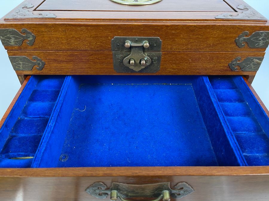JUST ADDED - Asian Teak Jewelry Box 16W X 11D X 10H [Photo 5]