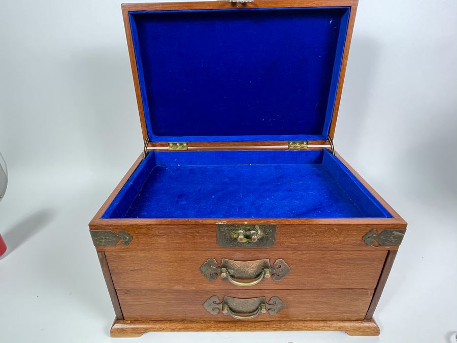JUST ADDED - Asian Teak Jewelry Box 16W X 11D X 10H [Photo 4]