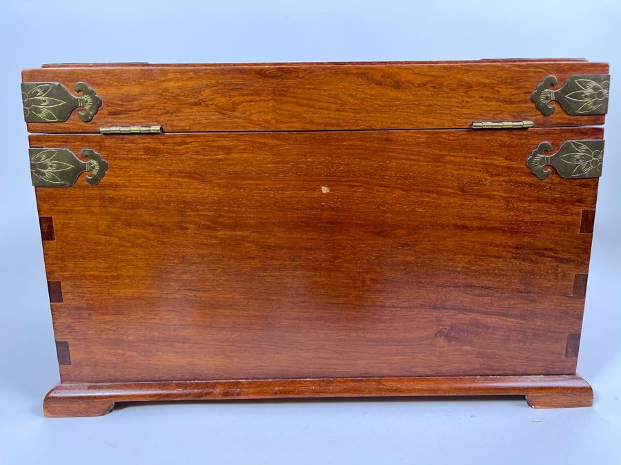 JUST ADDED - Asian Teak Jewelry Box 16W X 11D X 10H [Photo 9]