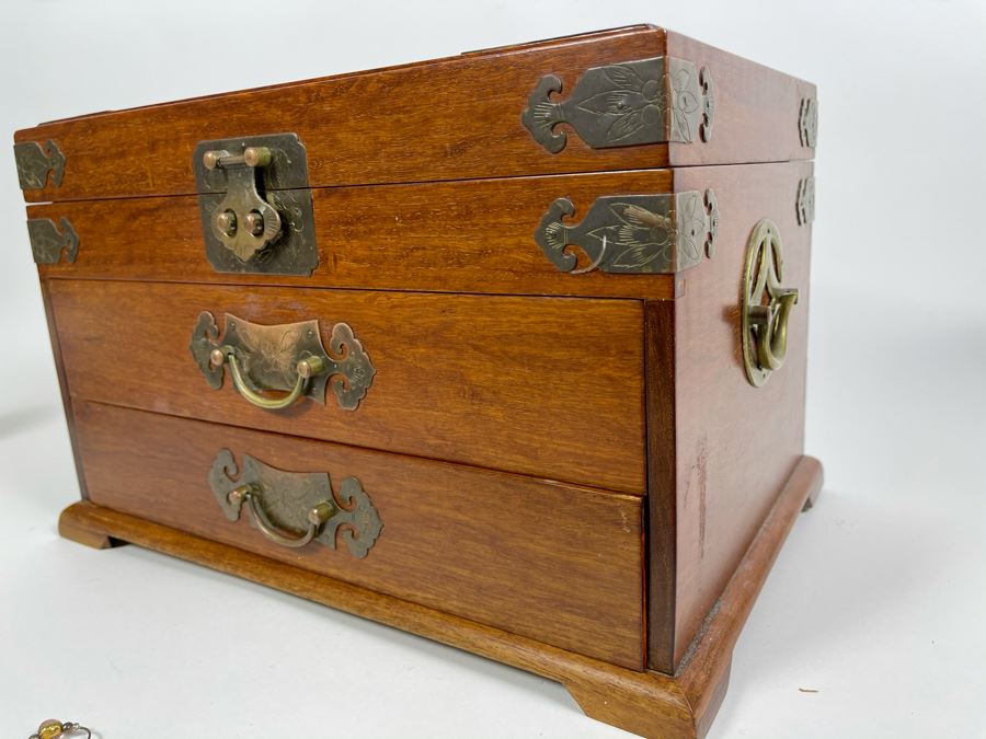 JUST ADDED - Asian Teak Jewelry Box 16W X 11D X 10H [Photo 7]