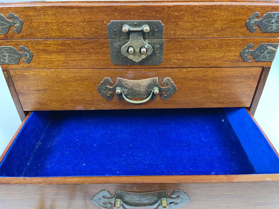 JUST ADDED - Asian Teak Jewelry Box 16W X 11D X 10H [Photo 6]