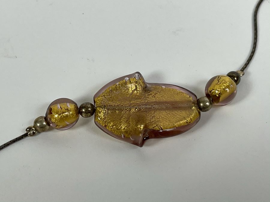 JUST ADDED - Sterling Silver Art Glass Necklace 28'L [Photo 4]