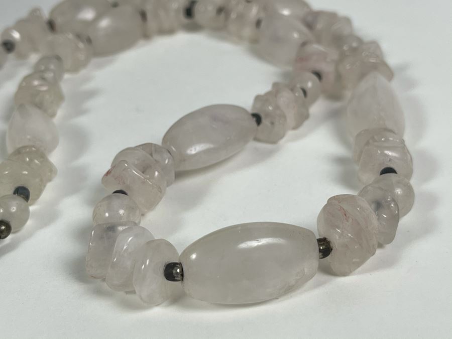 JUST ADDED - Sterling Silver And Rose Quartz Necklace 24'L [Photo 7]