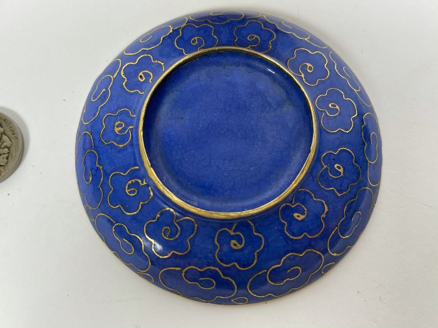Vintage Chinese Cloisonne Jar With Lid And Dish [Photo 7]