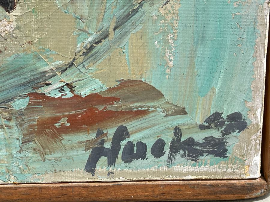 Original Signed Fred Hocks (1886-1981) Framed Painting On Canvas 48 X 36 (Ferdinand Hocks) - Fred's Artwork Was Exhibited In The San Diego Museum Of Art - Client Was Friends With Artist [Photo 6]