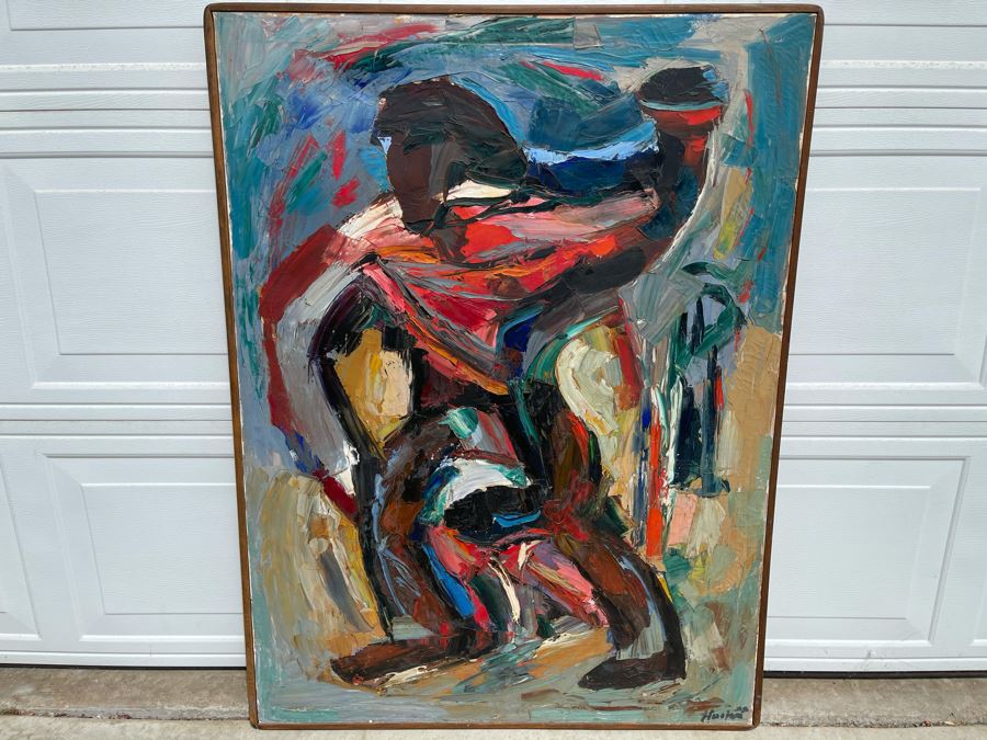 Original Signed Fred Hocks (1886-1981) Framed Painting On Canvas 48 X 36 (Ferdinand Hocks) - Fred's Artwork Was Exhibited In The San Diego Museum Of Art - Client Was Friends With Artist [Photo 2]