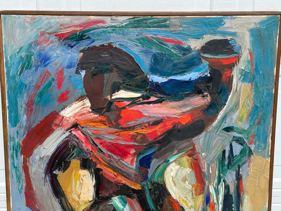 Original Signed Fred Hocks (1886-1981) Framed Painting On Canvas 48 X 36 (Ferdinand Hocks) - Fred's Artwork Was Exhibited In The San Diego Museum Of Art - Client Was Friends With Artist [Photo 3]