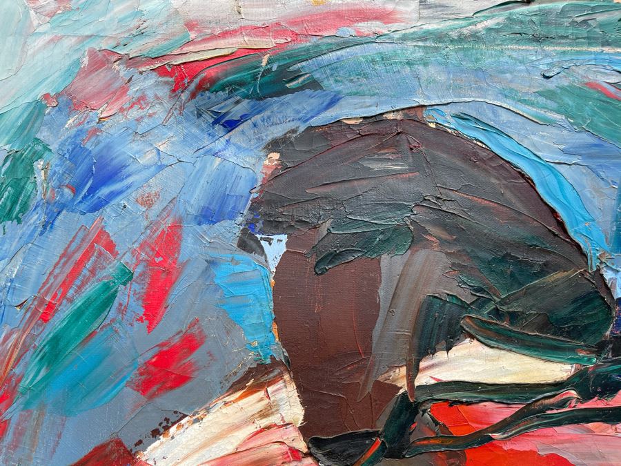 Original Signed Fred Hocks (1886-1981) Framed Painting On Canvas 48 X 36 (Ferdinand Hocks) - Fred's Artwork Was Exhibited In The San Diego Museum Of Art - Client Was Friends With Artist [Photo 10]