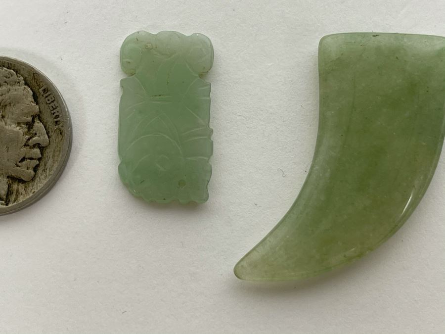Pair Of Carved Jade Jadeite Pieces [Photo 2]